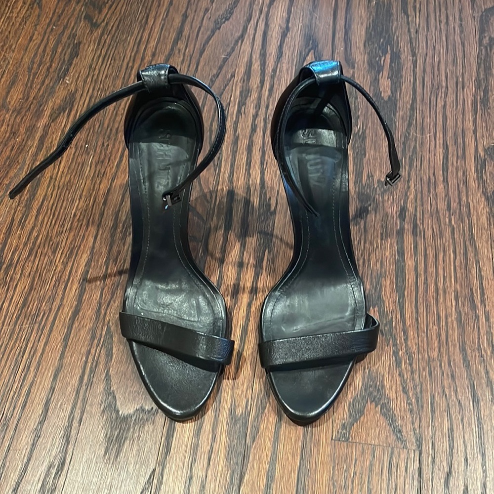Schultz black ankle strap heels
